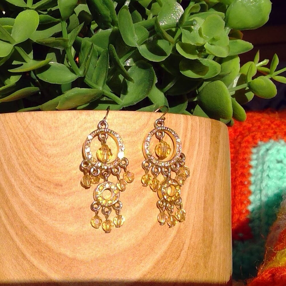 Gold colour chandelier earrings
